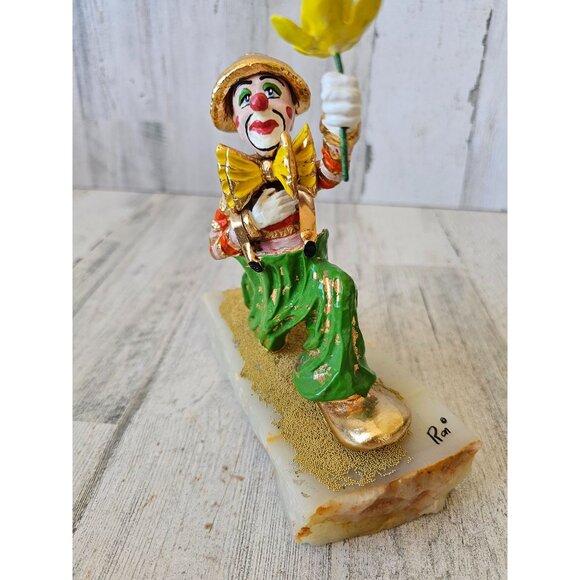 Ron Lee clown flower proposal‎ circus gold figurine statue vintage